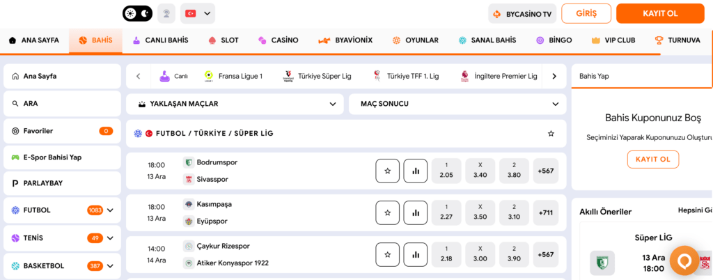 ByCasino spor bahislerinin önizlemesi